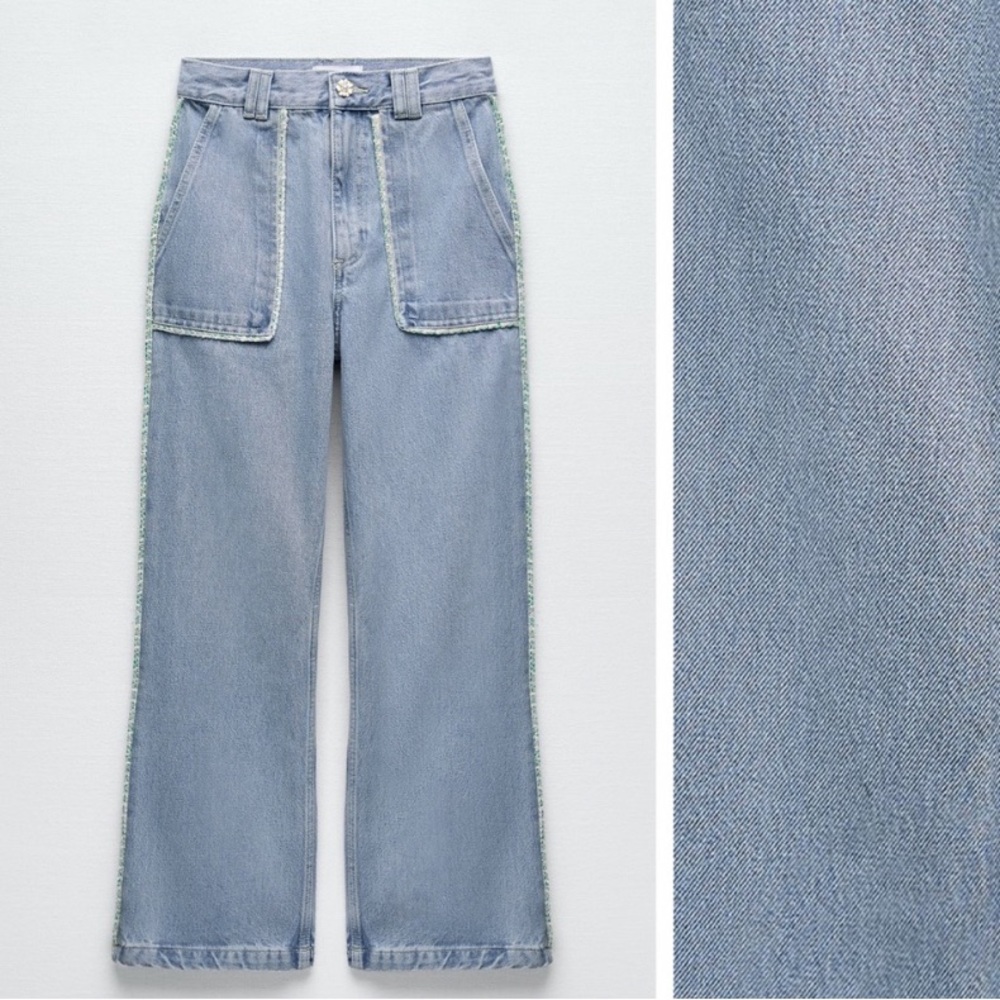 ZARA high waisted jewel button denim jeans